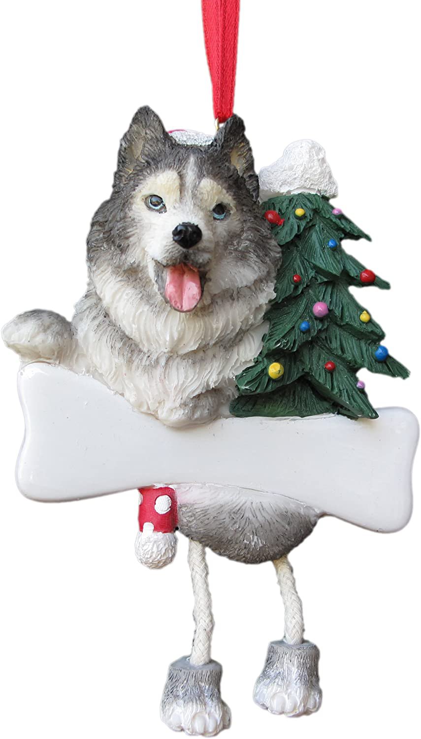 SIBERIAN HUSKY Dangling Legs Dog Christmas Ornament
