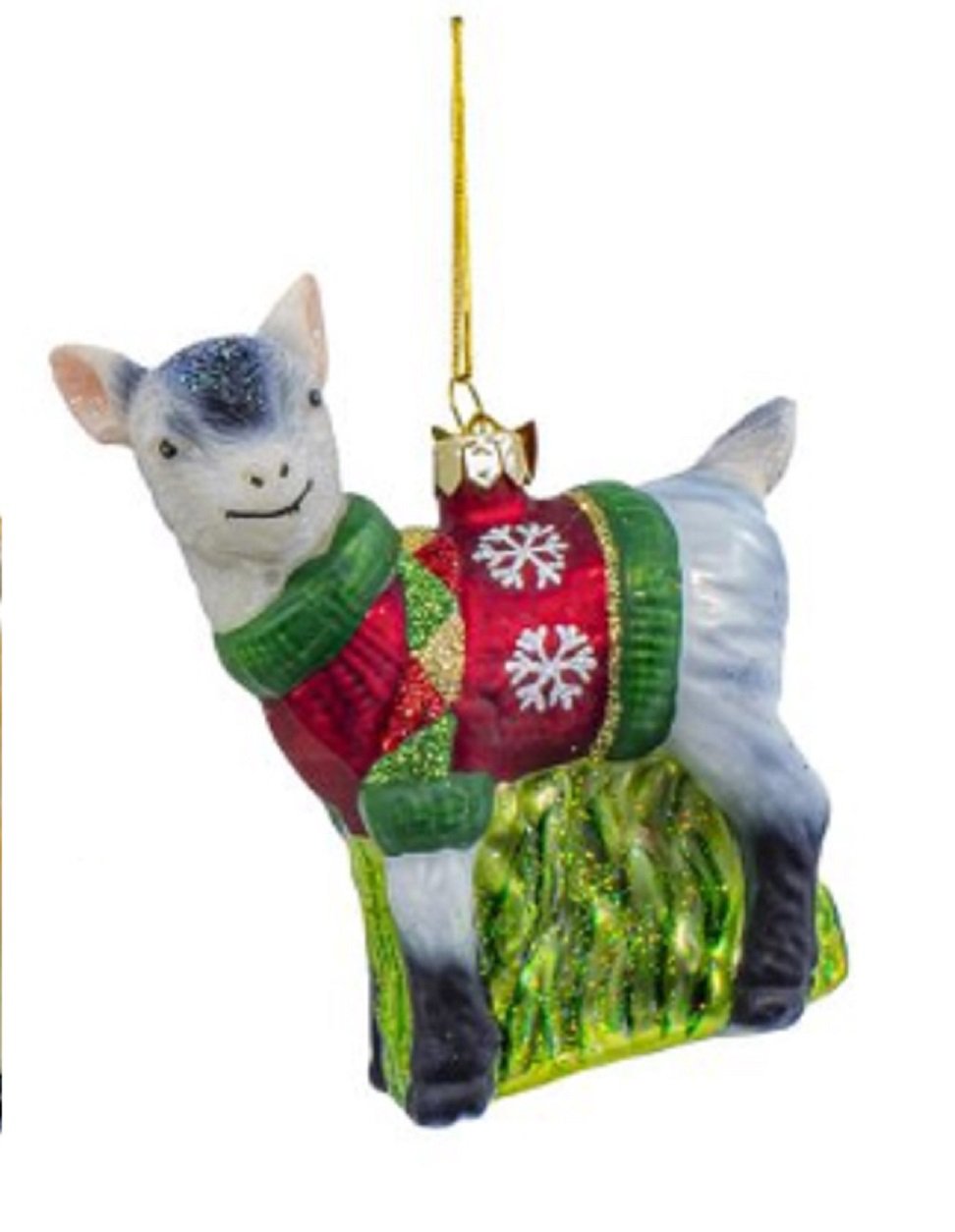 Kurt Adler Baby Goat with Sweater Christmas Ornament-Black & White