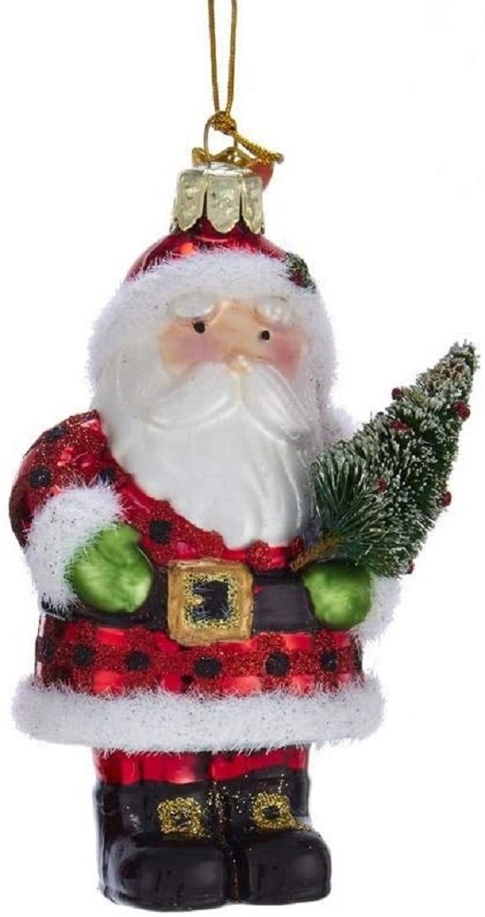 Kurt Adler Noble Gems SANTA CLAUS with Gift Glass Christmas Ornament