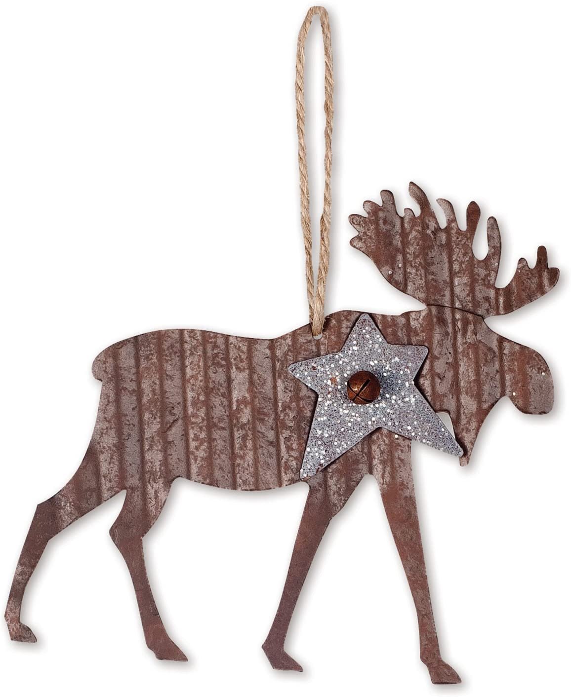 Sunset Vista Metal Moose Christmas Ornament with Star