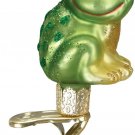 Happy Froggy Frog Clip-On Glass Christmas Ornament by Old World Christmas