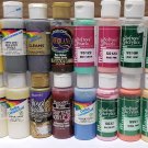 Lot of 16 Mixed Brands of Acrylic Paint in 2 ounce Bottles-16 Colors