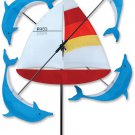 18" SAILBOAT with Dolphins Whirligig Wind Spinner-Garden Stake by Premier Kites