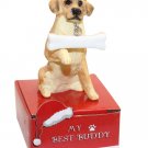 GOLDEN RETRIEVER Statue with Bone on Box Base Christmas Ornament by E&S Pets