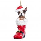 Kurt Adler French Bulldog in a Santa Boot Christmas Ornament