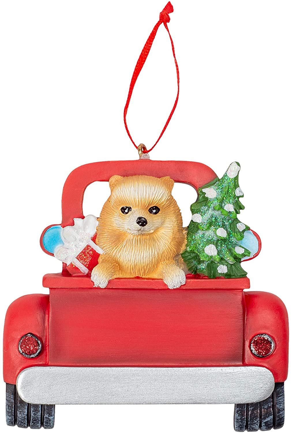 Kurt Adler Pomeranian in Back of Truck Christmas Ornament