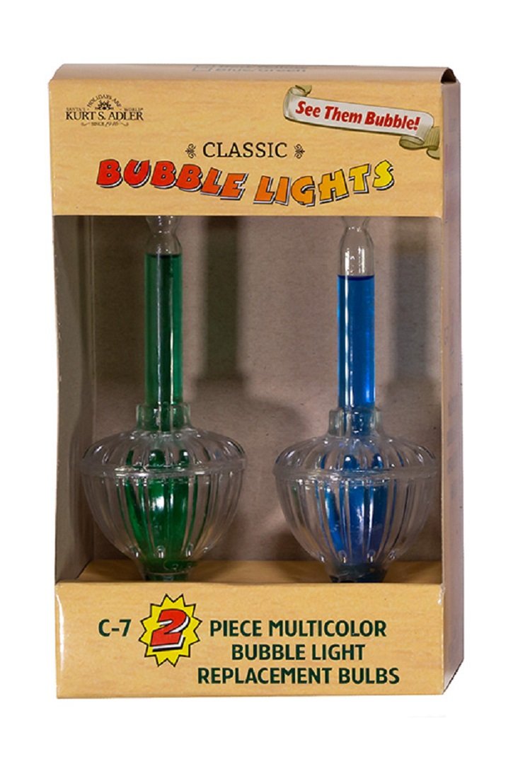 Bubble Light Replacement Bulbs C7 2-Piece Multicolored Blue & Green Lights