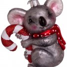 Kurt Adler Noble Gems Glass Koala With Candy Cane Christmas Ornament