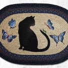 BRAIDED RUG--20 X 30 Oval 100% Jute Rug-- CAT and GRASSHOPPER
