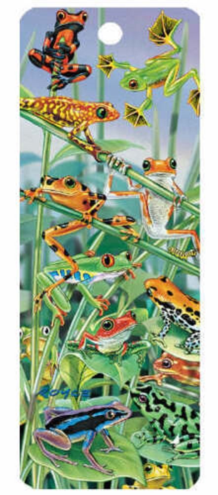 3D BOOKMARK--Hanging Around Frog--Cool Images on a Bookmark w/ Tassel 2.25" X 6"