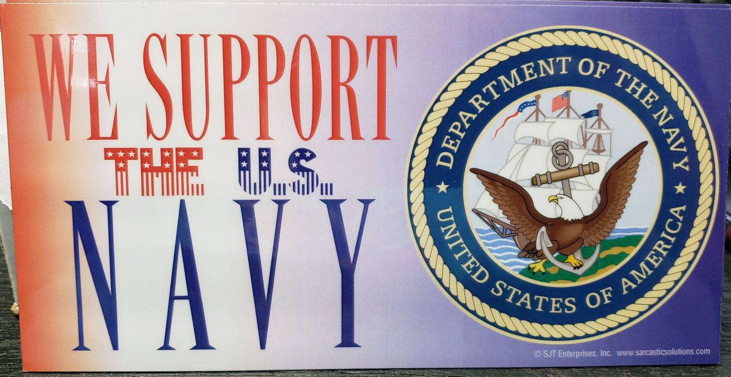 We Support The Navy 4" X 8" Auto, Fridge, Locker Magnet