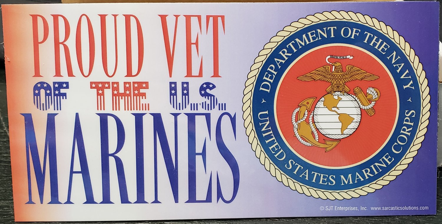 Proud Vet of The Marines 4" X 8" Auto, Fridge, Locker Magnet