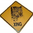 Leopard XING Sign, 10.5" by 10.5" PLASTIC