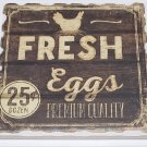 Fresh Eggs Premium Quality, Single Absorbent Stone Coaster w/Cork Back