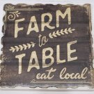 Farm to Table Eat Local, Single Absorbent Stone Coaster w/Cork Back