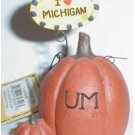 University of Michigan Pumpkin Figurine by Blossom Bucket~w/I Love MIchigan Sign