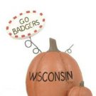 University of Wisconsin Pumpkin Figurine by Blossom Bucket-GO BADGERS Sign