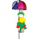 Raincoat Frog with Umbrella Spinner Garden Stake by Premier Kites & Designs