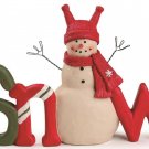 "Snow" Word Sign with Christmas Snowman by Blossom Bucket-4 Inches High