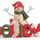 "Believe" Word Sign with Christmas Snowman by Blossom Bucket-5 Inches High