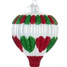 Kurt Adler Noble Gems #NB1077 Hot Air Balloon Glass Christmas Ornament-White