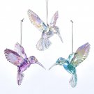 Kurt Adler Set of 3 Iridescent Hummingbird Acrylic Christmas Ornaments T2031