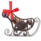 Wine Lovers--Mini CORK CAGE Christmas Ornament-SLEIGH-with To-From Cork