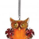 Sunset Vista Designs Glass & Metal Owl w/Red Leaves Bouncy Hanging Decoration #13786R