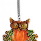 Sunset Vista Designs Glass & Metal Owl w/Green Leaves Bouncy Hanging Decoration #13786G