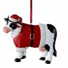 Kurt Adler Resin Farm Animal Christmas Ornament--Cow in Santa's Suit