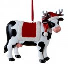 Kurt Adler Resin Farm Animal Christmas Ornament--Cow in Santa Hat with Antlers