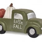 Blossom Bucket Resin Green Truck with Pumpkins--"Hello Fall"--4 3/8" Long