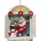 Kurt Adler Santa's Workshop Window Christmas Ornament-Santa & Snowman 4.38" H