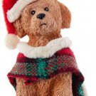 Kurt Adler Labradoodle w/ Plaid Coat and Santa Hat Christmas Ornament