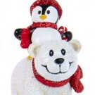 Kurt Adler Resin White Bear & Penguin Christmas Ornament-Holding Candy Cane