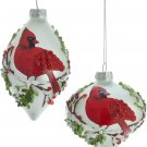 Kurt Adler Set of 2 Glass Cardinal Christmas Ornament #J8542
