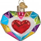 3" Faceted Heart Blown Glass Valentines Decoration or Christmas Ornament #30074