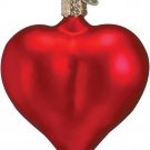Large Matte Red Heart Blown Glass Valentines or Christmas Ornament #30014