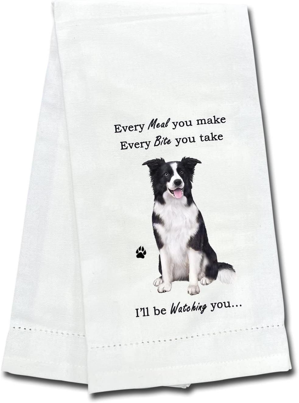 E&S Pets Border Collie Kitchen Towel 18" by 26"--100% Cotton, Machine Washable