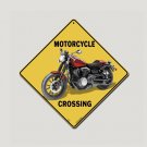 MOTORCYCLE  CROSSING Sign, 12" by 12" on sides-16" on Diagonal-Indoor/Out-Aluminum