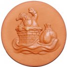 RYCRAFT 2" Round Cookie Stamp with Handle & Recipe Booklet--SANTA ON ROOFTOP