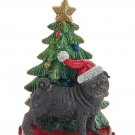 Kurt Adler Black PUG with Tree on Base Ornament-