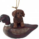 Kurt Adler Chocolate Labrador with Duck Decoy Christmas Ornament #D2995