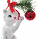 Kurt Adler Noble Gems™ White Christmas Cat Glass Ornament #NB1141