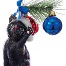 Kurt Adler Noble Gems™ Black Christmas Cat Glass Ornament #NB1141