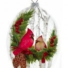 Kurt Adler Oval Shaped Glass Cardinal Pair Christmas Ornament #D4571