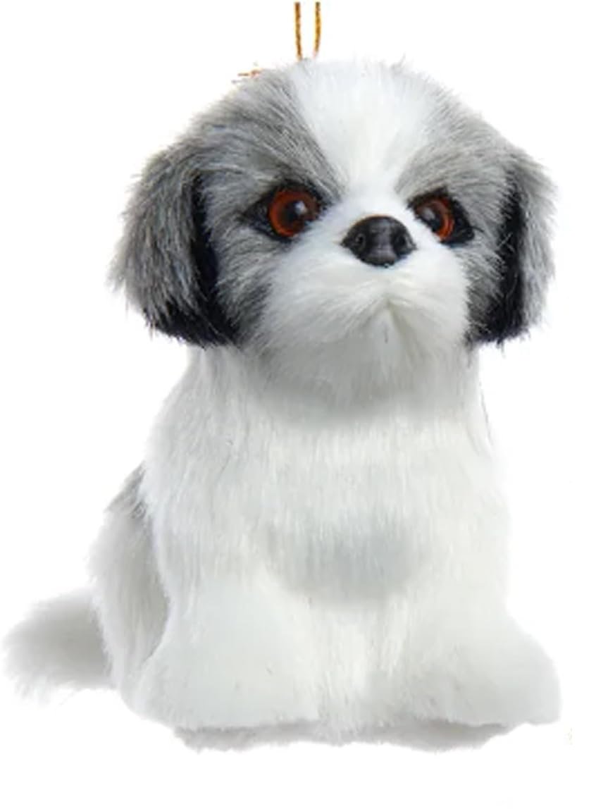 Furry Dogs Christmas Ornament by Kurt Adler #2242--3" by 4"--Shih Tzu Grey/White