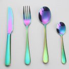 Rainbow colored stainless steel tableware set