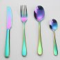 Rainbow colored stainless steel tableware set