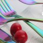 Rainbow colored stainless steel tableware set